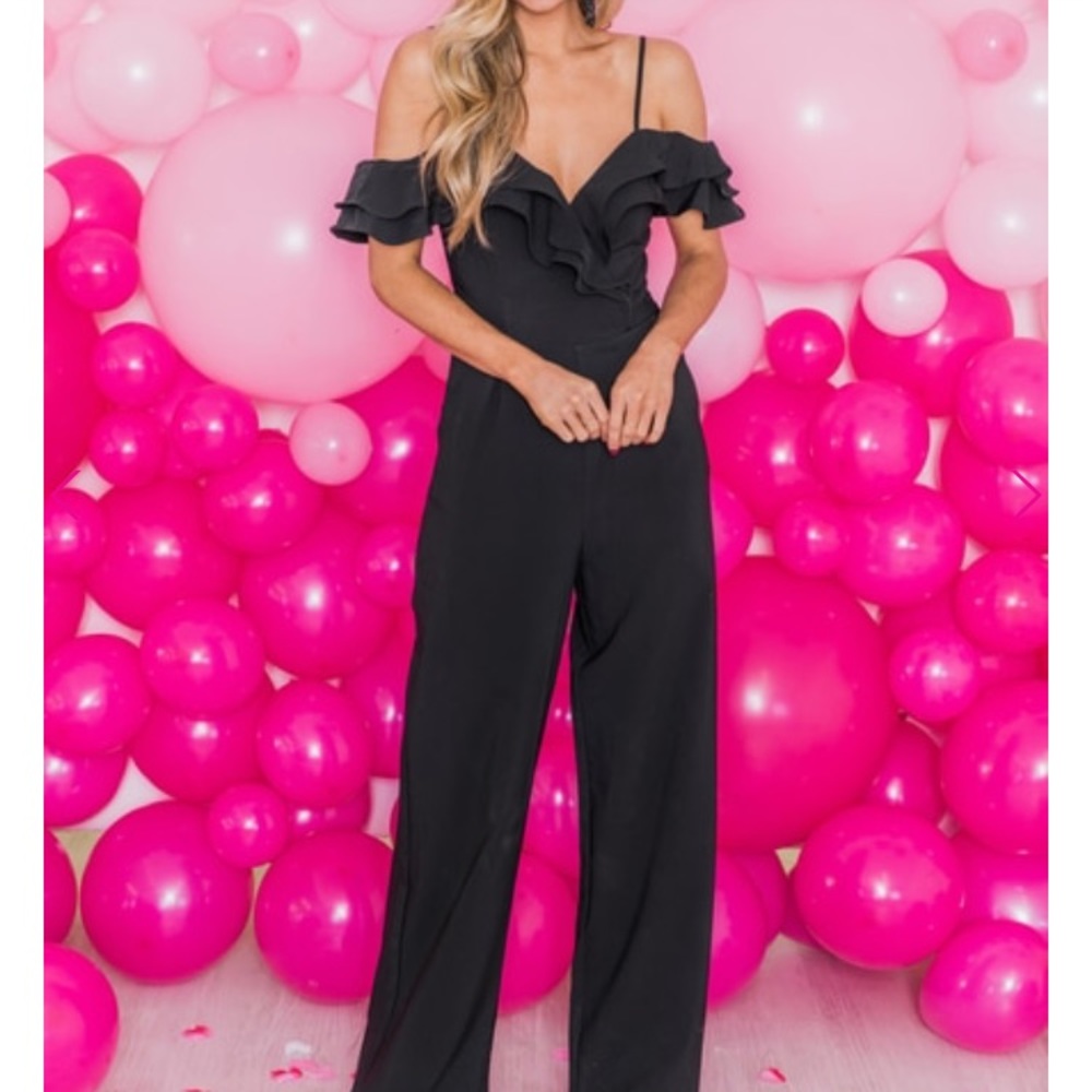 Black Ruffle Jumpsuit - Picture 4 of 4